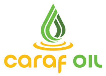 A green and yellow logo for caraf oil.