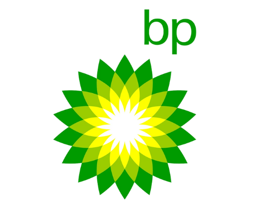 A green and yellow logo for bp.